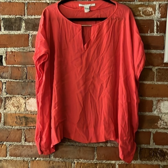 Diane von Furstenberg Beonica Keyhole Tunic Top, size XL, coral pink - Picture 2 of 6